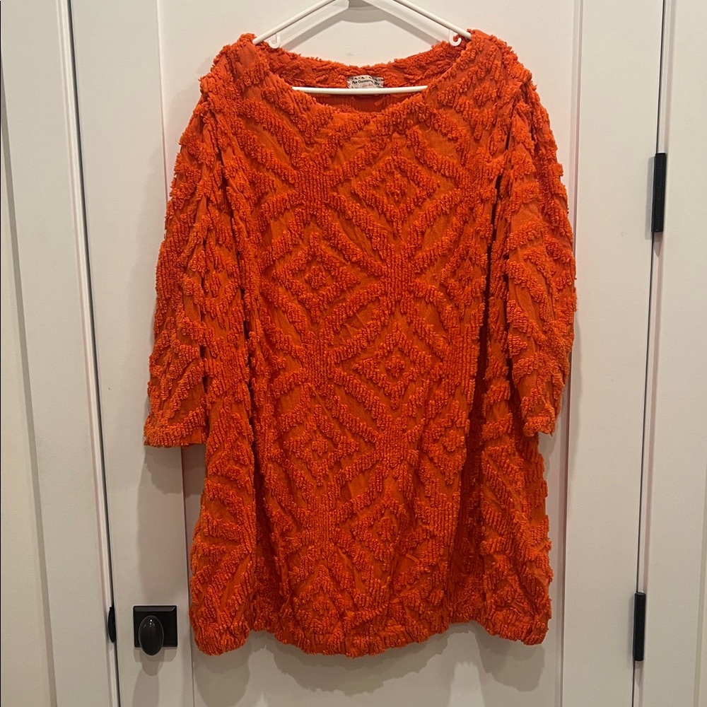 Fabulous textured vintage 60s 70s style tunic / dress tangerine 🍊